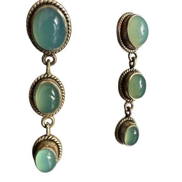 None Jewelry - 925 Sterling Silver DOUG PAULUS blue chalcedony gemstones Earrings